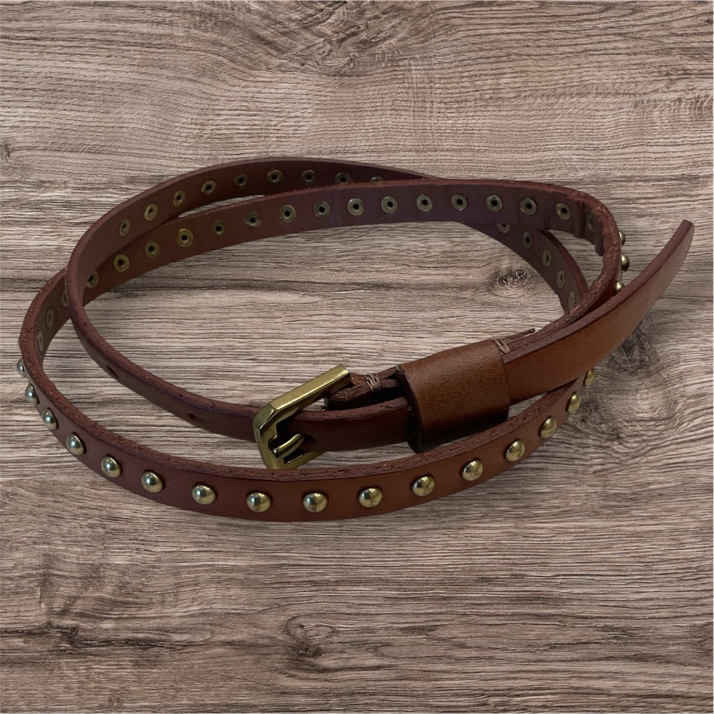 Skinny brown belt with gold studding by Target, Size Small 36 total inches